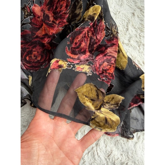 Newport News Velvet Burnout Floral Maxi Slip Dress Rose Print Gown Vintage Y2K S - Picture 12 of 16